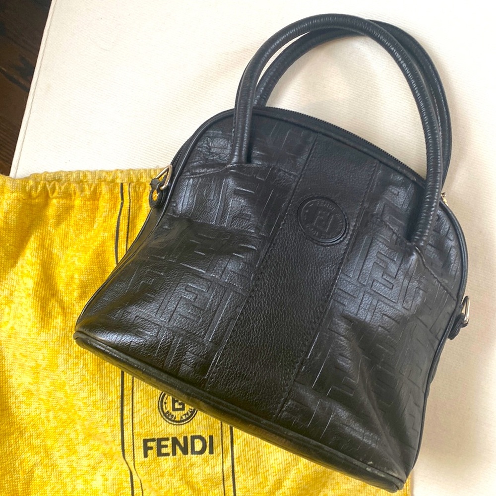 Fendi black top handle handbag